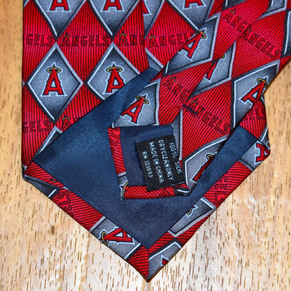 MLB Los Angeles Angels Necktie Mens OS Red NEW Silk Diamond Logo Eagle Neckwear - Picture 7 of 7